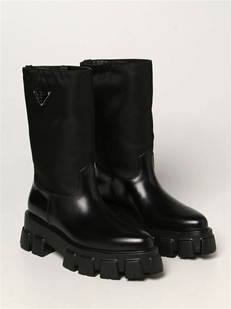 leather and nylon boots prada|nylon Prada boots women.